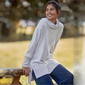 MAEVE By ANTHROPOLOGIE Cozy Pull-On Sky Blue cowl-neck tunic sweater Size Small